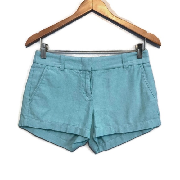 J. Crew Pants - J.Crew Solid Blue Linen Blend 3" Inseam Shorts
